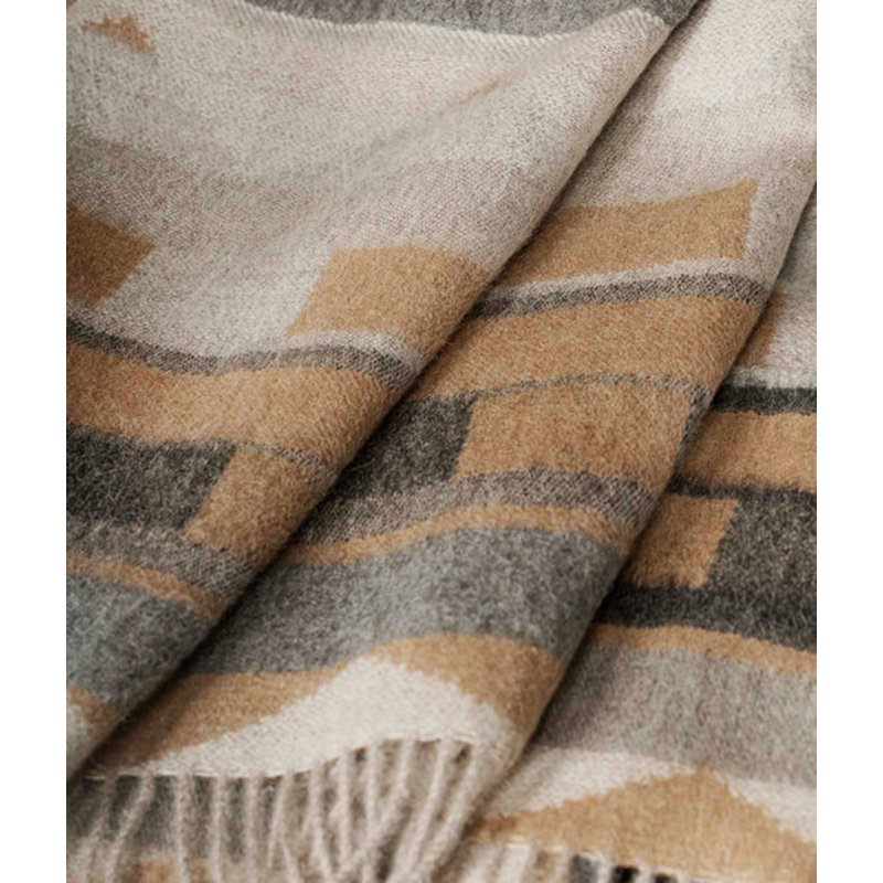 Jeté réversible 100% Baby Alpaca, L 72 po x l 56 po, Beige/Black/Brown/Grey/Silver/White Geometric