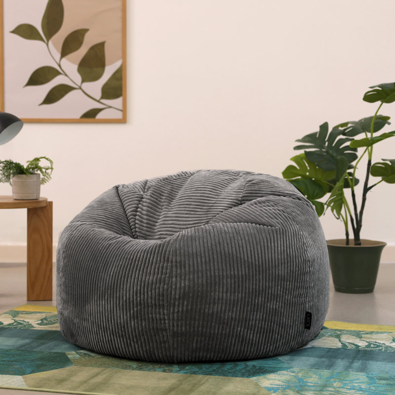 Bean Bag Bazaar Kingston Corduroy Classic Bean Bag, Charcoal Grey