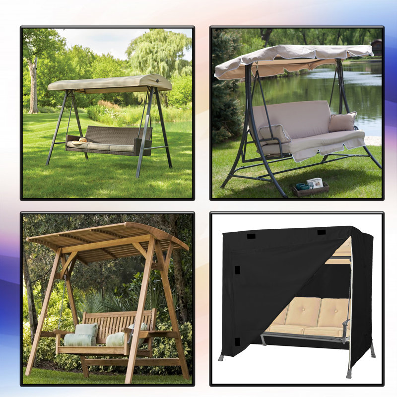 Outdoor Swing Seat Cover, Black, 182.9cm H x 203.2cm W x 144.8cm D