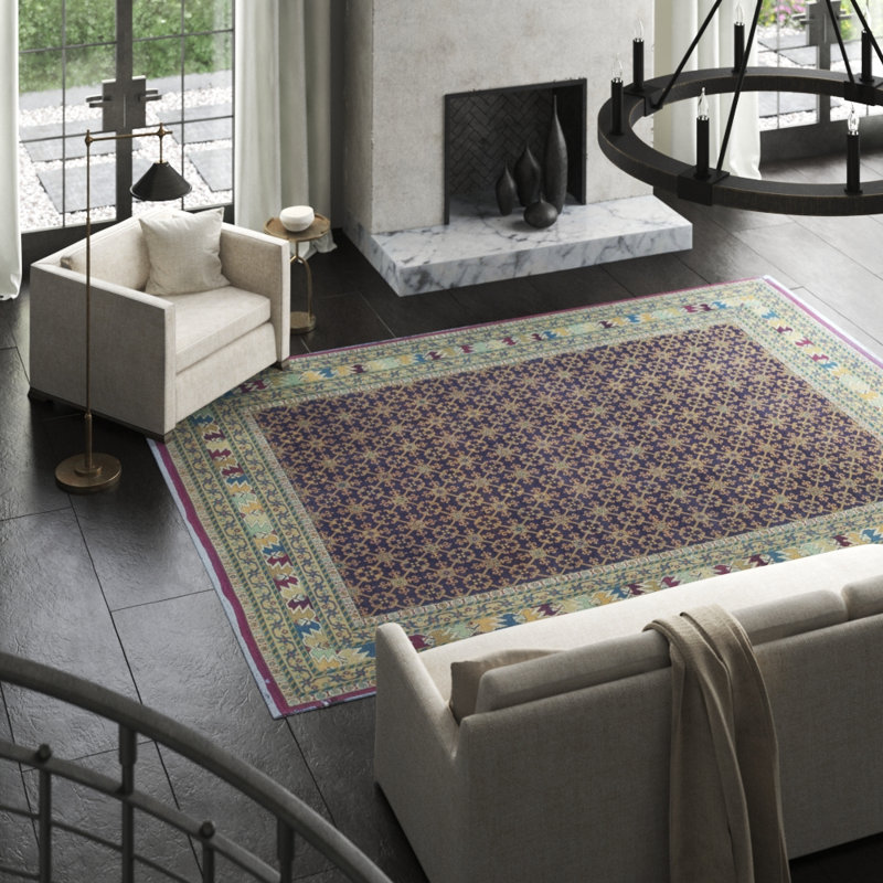 Wool Oriental Area Rug in Purple/Taupe