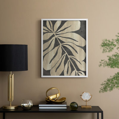 «Bold Leaf Fossil I», reproduction encadrée - bois massif