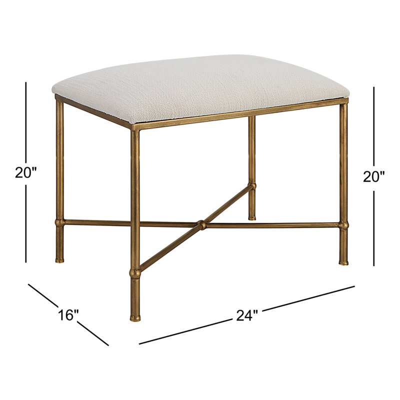 Avenham Small Bench, Black, Gold, 20" H x 24" W x 16"D
