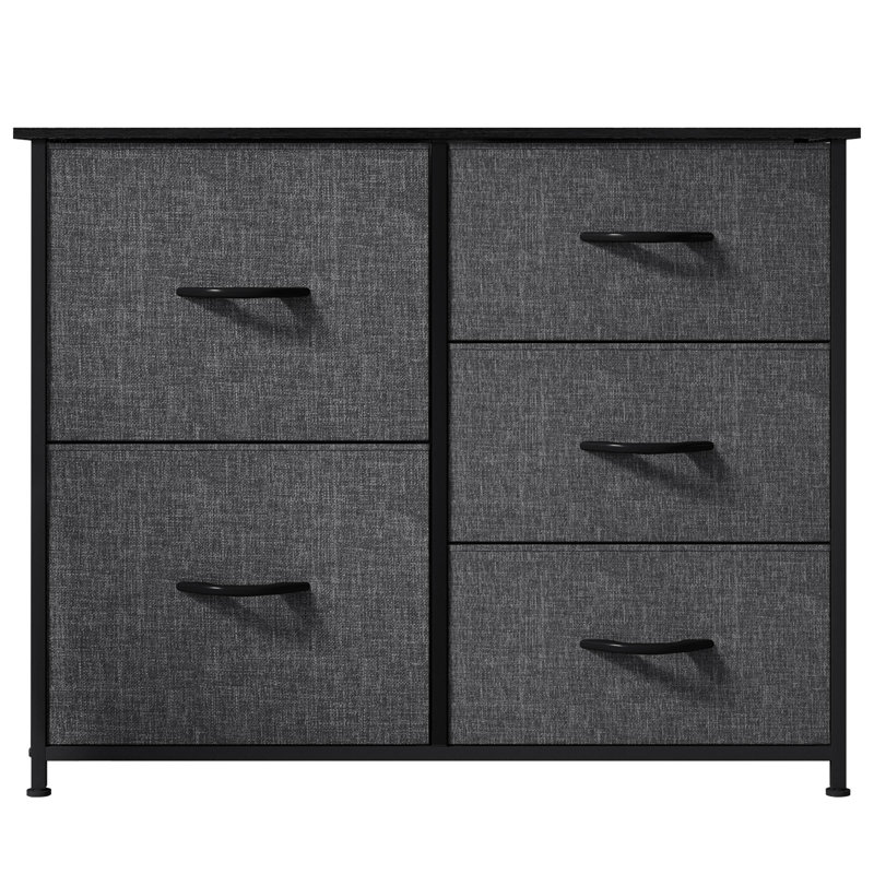 Errin 33.5'' W 5 - Drawer Dresser, Dark Gray/Black
