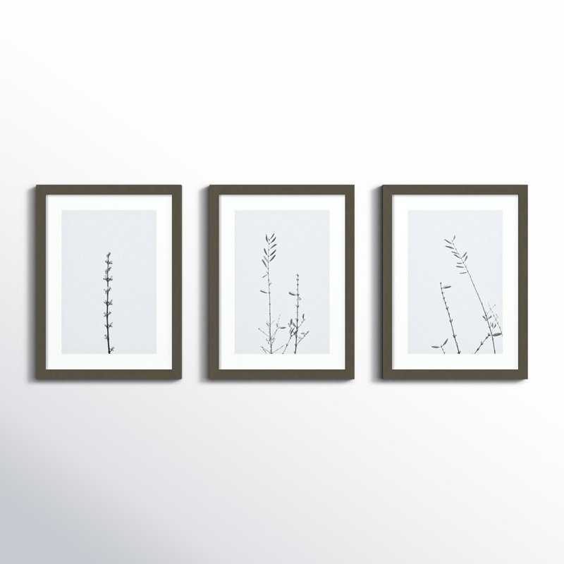 Retro Tennessee Botanical Prints by Adela - 3 Piece Single Picture Frame Photograph Set, 17" H x 43" W x 1" D, Gray