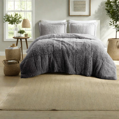 Luxueux ensembles de literie en fourrure à poils longs, polyester hypoallergénique, conception dégradée pour les chambres à coucher modernes