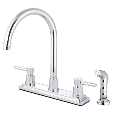 Kingston Brass Concord Two-Handle 4-Hole 8" Centerset Kitchen Faucet with Side Sprayer