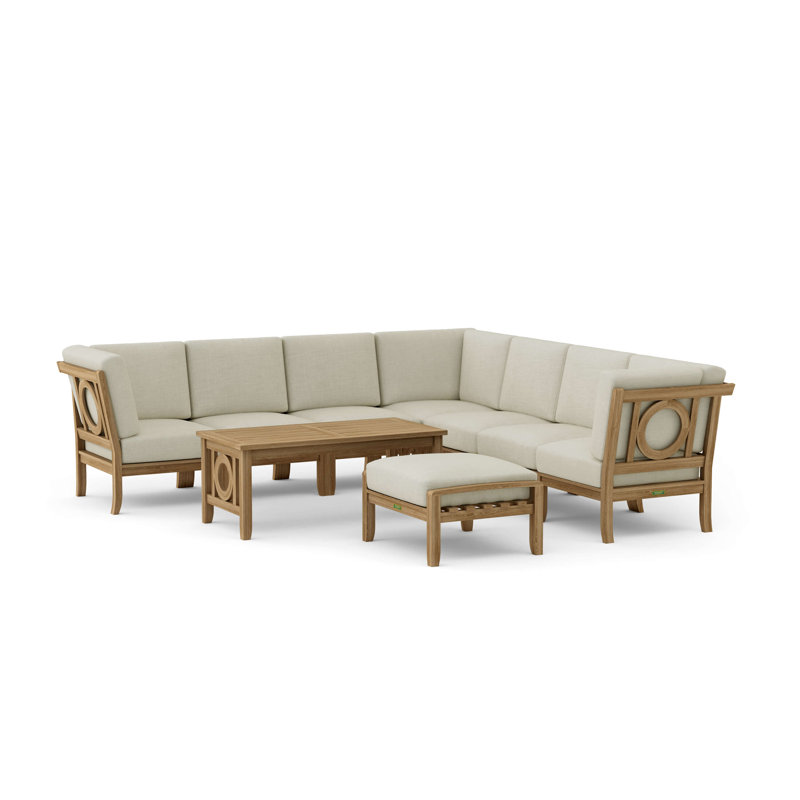 Natsepa Outdoor 9 - Piece Teak Conversation Set, Camel