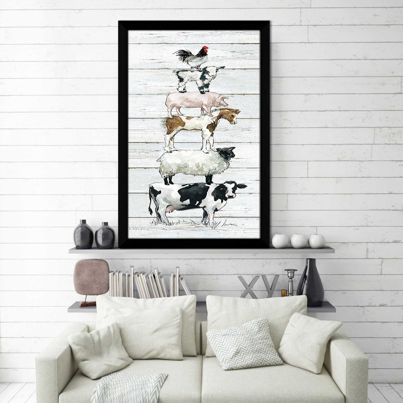 «Farm Stack» par Carol Robinson - impression, Cadre noir, H 49,5 po x l 33,5 po x P 1 po