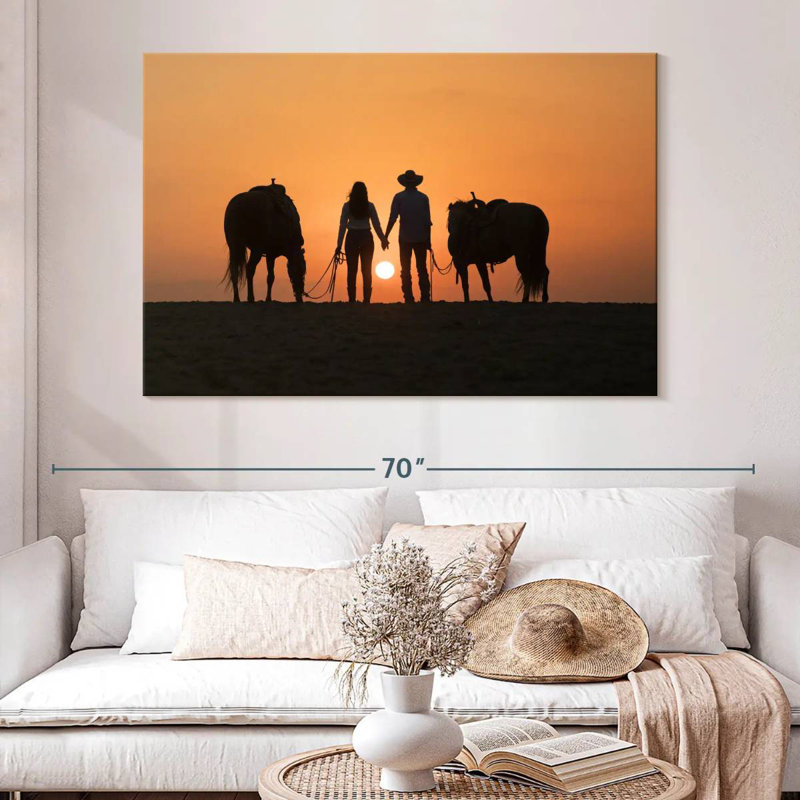 Couple de cowboys Hardie, H 34 po x l 51 po
