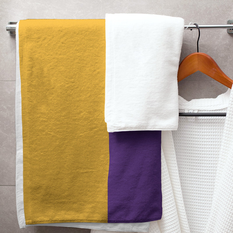 Cotton Blend Lightweight Bath Towel, Gold/Purple/White