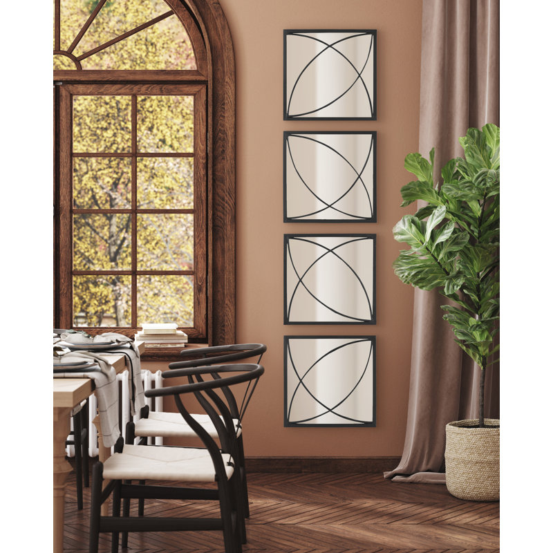 Ensemble de 4 miroirs en métal House of Hampton® Jiera, Noir