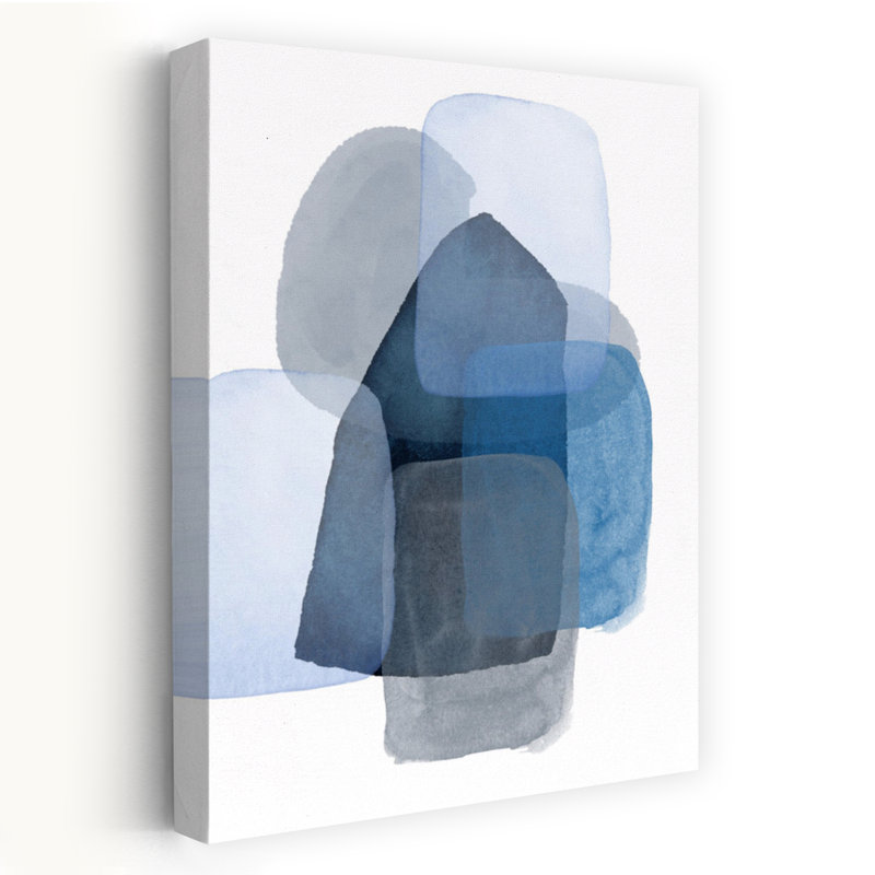 Blue Shadow 1 Abstract Contemporary Wall Art by Sally Ann Moss - Wrapped Canvas Print, 60.96 cm H x 40.64 cm W