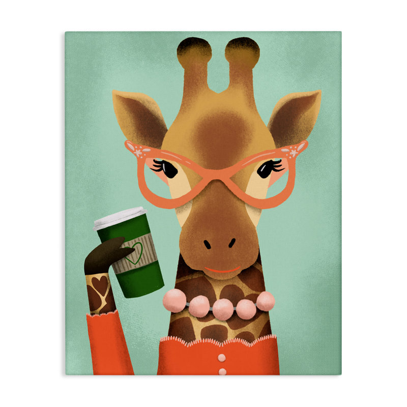 Stylish Giraffe & Latte Canvas, design by Jilly Jack Designs, 20" H x 16" W