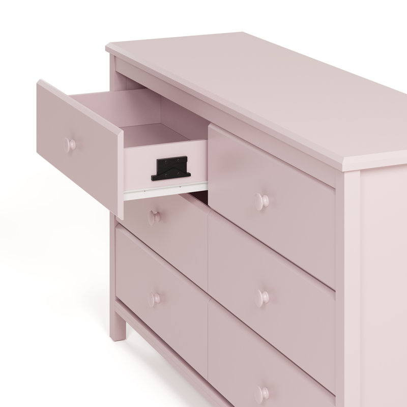 Alpine 6 Drawer Double Dresser, Blush