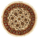 Hand Knotted Wool Area Rug in Ivory And Red