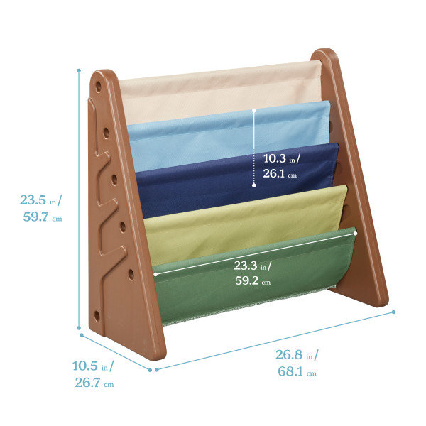 Earthtone 4-Shelf Kids Tree Book Display with Canvas Sleeves