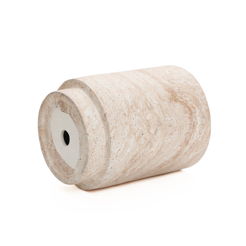 Table d'appoint Faux Travertine MgO,  Rond texturé,  H 18,31 po x l 14,17 po x P 14,17 po 
