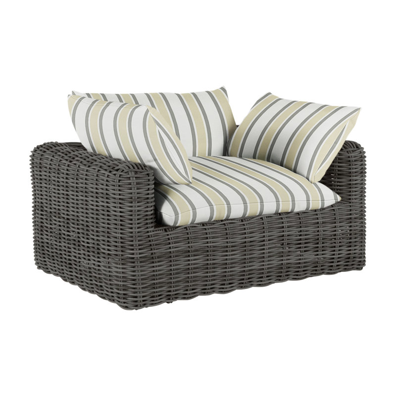 Montecito Patio Chair with Cushions, Raffia, Dove Sunbrella® Linen, No Welt