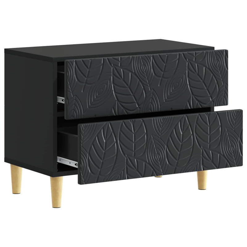 62cm W Composite Bedside Table, Black