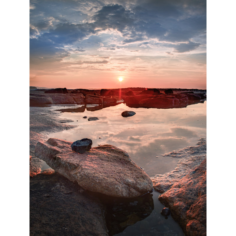 Acadia Sunrise Print by Scott Wurzel, Black Framed Canvas, 33" H x 25" W