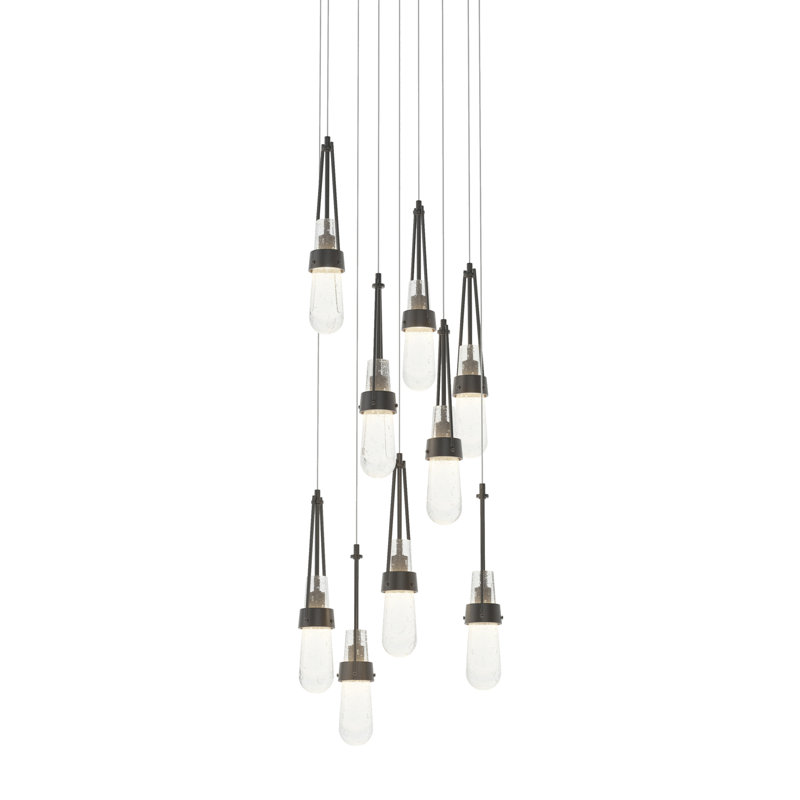 Link 9 - Light Pendant, Long: 19" to 130", Clear Bubble Glass, Oil Rubbed Bronze