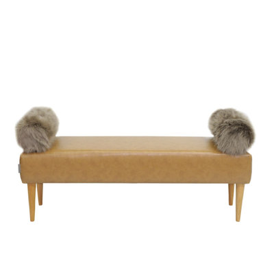 Scandi Faux Leather Upholstered Bench