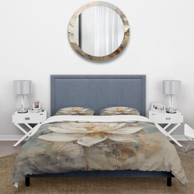 Ensemble de housse de couette à motif floral antique Lotus Connection I, Housse de couette très grand et 2 très grandes t