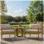 Acacia Wood Set: 2 Rope Chairs with Cross-Stretcher Side Table