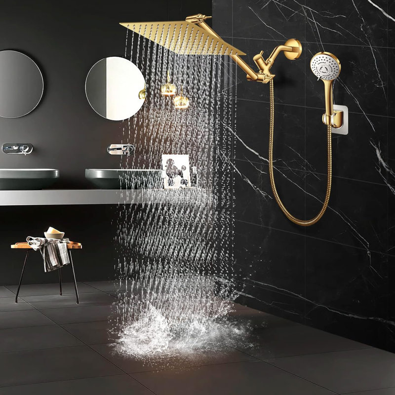 Rain Dual Shower Head 1.75 GPM GPM, Gold