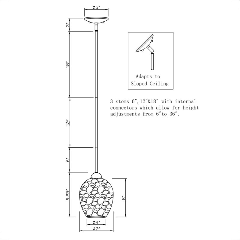 Luminaire suspendu à globe unique à 1 lumière