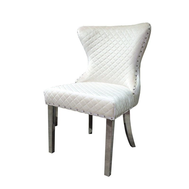 Chaise d'appoint Sephten (ensemble de 2), Chrome chrome, Blanc
