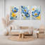 «Blue and Yellow Floral», reproduction d'art sur toile abstraite (ensemble de 3)-118096075