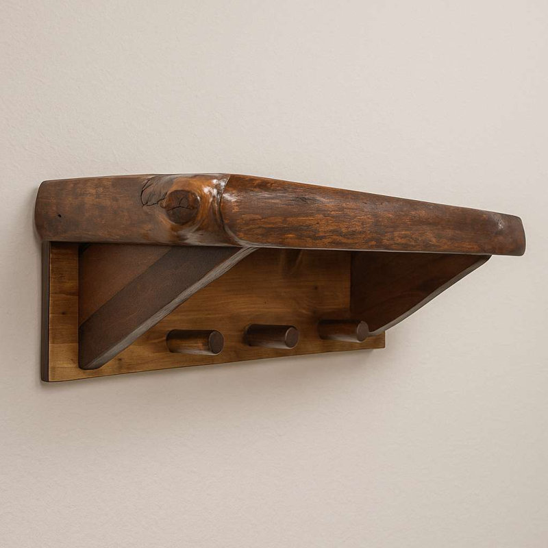 Tablette murale Live Edge, 3 pi avec chevilles en teinture américaine, 36