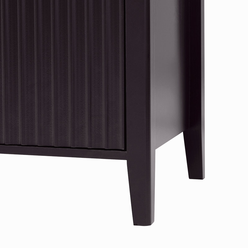 Buffet ondulé à 3 portes avec pieds en pin massif, armoire de rangement à finition peinte de style américain pour le salon, le vestibule, la cuisine et le bureau personnel.