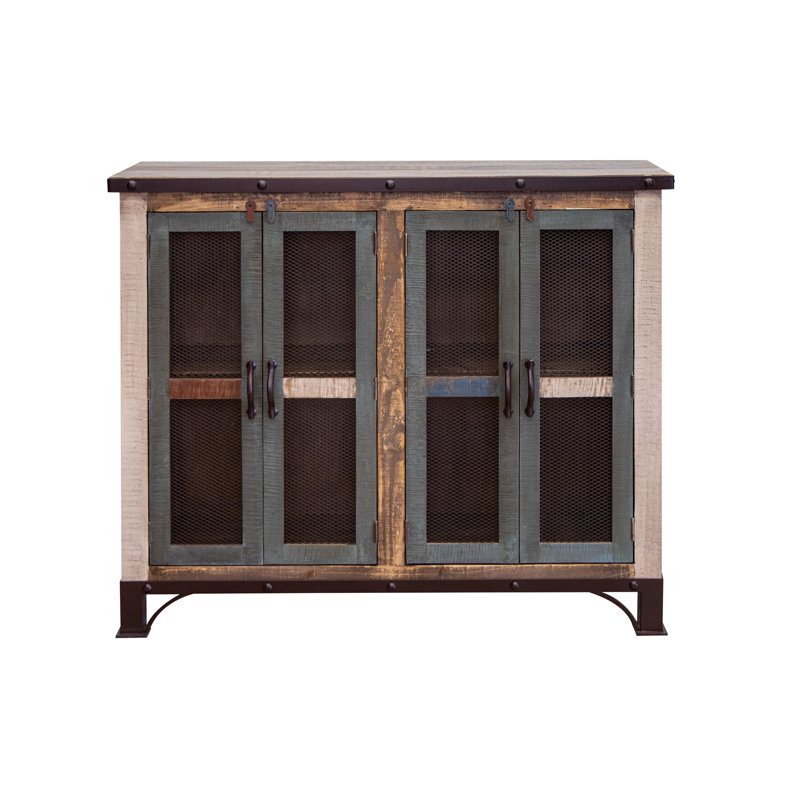 Console 48 po avec 4 panneaux de porte en maille de fer et tablette centrale Dobby