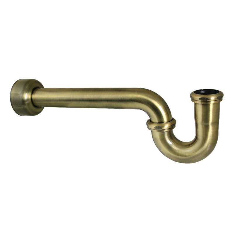 Kingston Brass Trimscape Decor P-Trap with High Box Flange, 13-1/16 Inch Length, 18 Gauge, Antique Brass