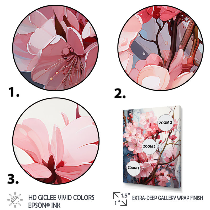 Cerisier en fleurs Zen Serenity 2 - Art mural cerisier en fleurs, Toile tendue, H 32 po x l 24 po x P 1 po