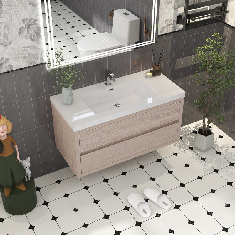 Meuble-lavabo simple 41,5 po avec plateau Futral, Bois rose