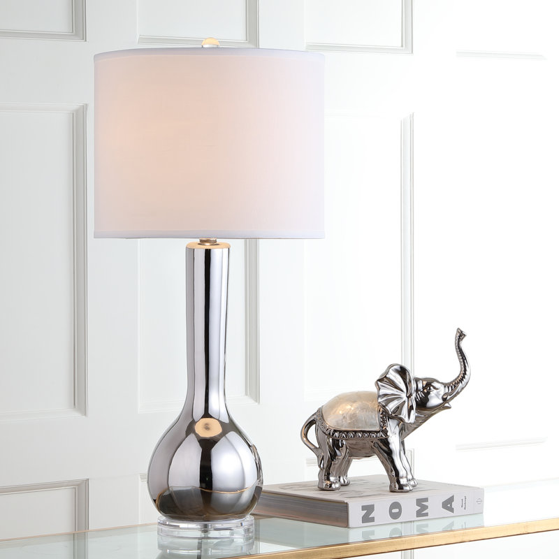 Amoure Ceramic Table Lamp, Silver