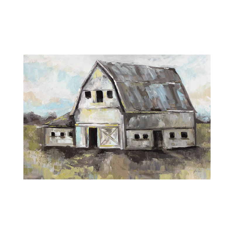 Tranquil Barn par Jeanette Vertentes - peinture sur toile tendue, H 40 po x l 60 po x 1,5 po