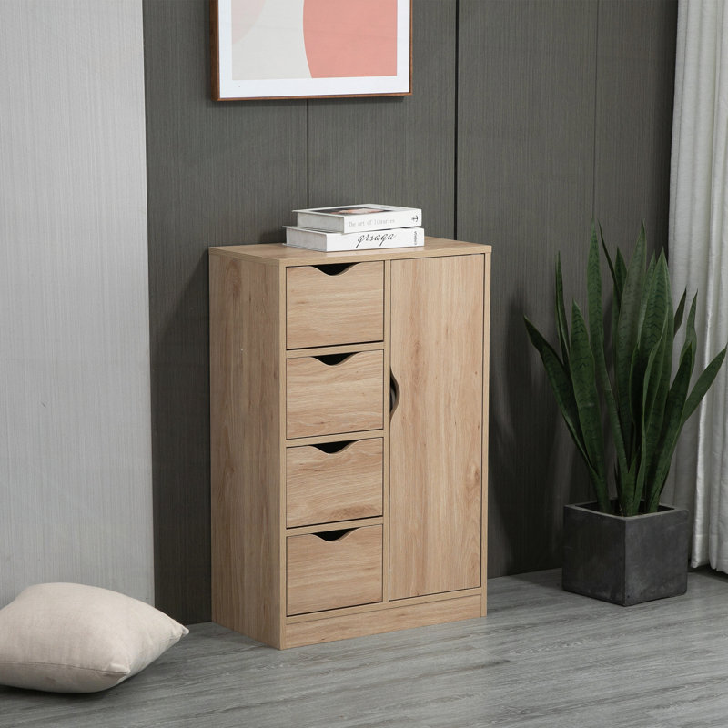 Armoire de rangement sur pied avec 4 tiroirs et porte