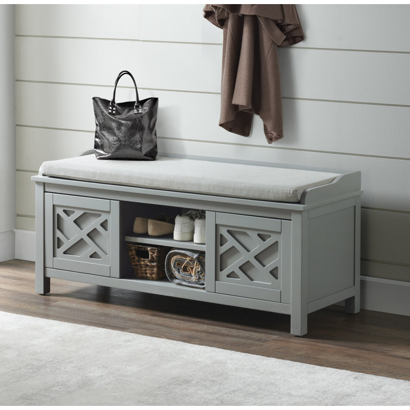Coventry 45” Linen Upholstered Storage Bench, Gray