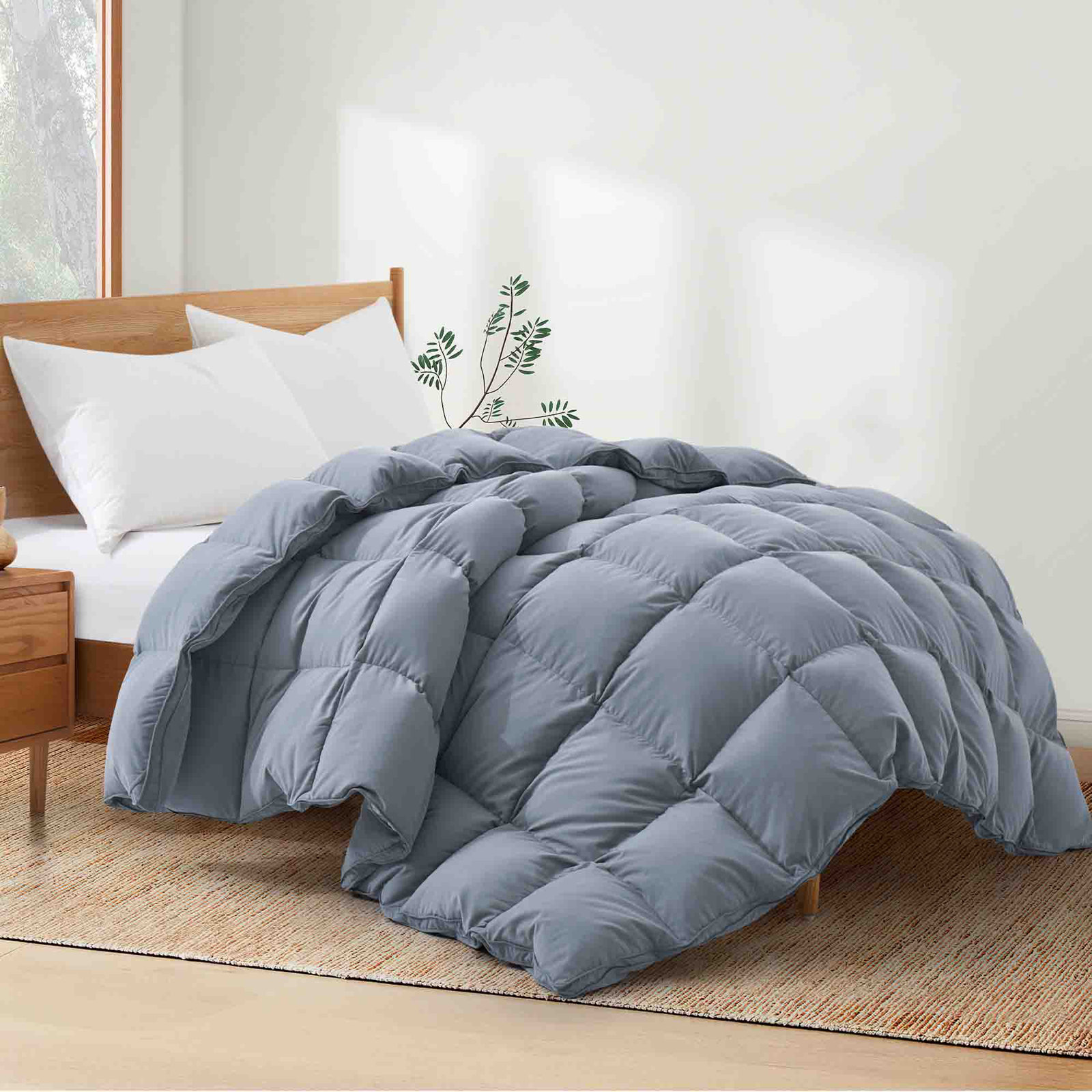 600 Fill Power All Season Down Comforter/Duvet Insert, Dark Gray, King Down Comforter