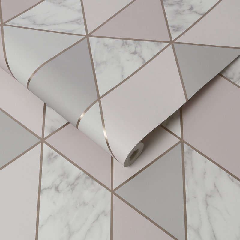 Sublime Marble Geometric Wallpaper, Pink