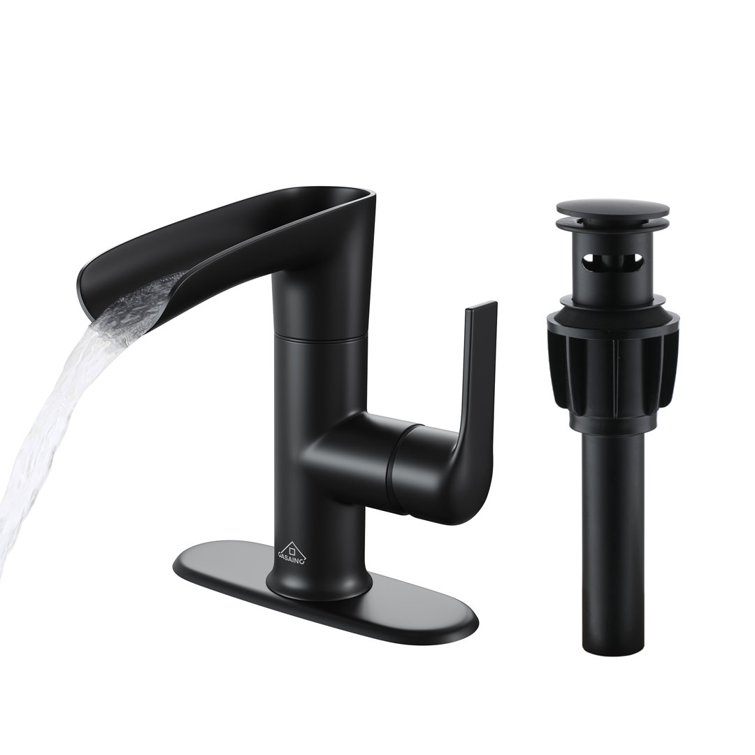 CASAINC Single Handle Black Bathroom Sink Faucet with Built-in Filter CASAINC