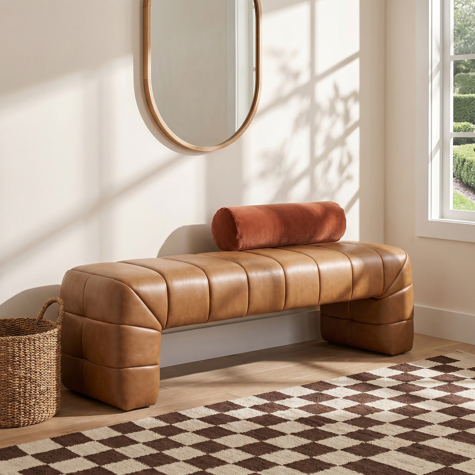 Judy Bench Tan Leather