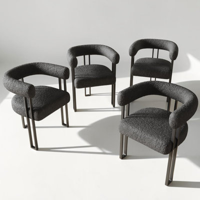 Chaises de salle à manger rembourrées, chaises d'appoint en tissu bouclé avec structure en métal, fauteuils avec siège et dossier rembourrés, salon et salle à manger
