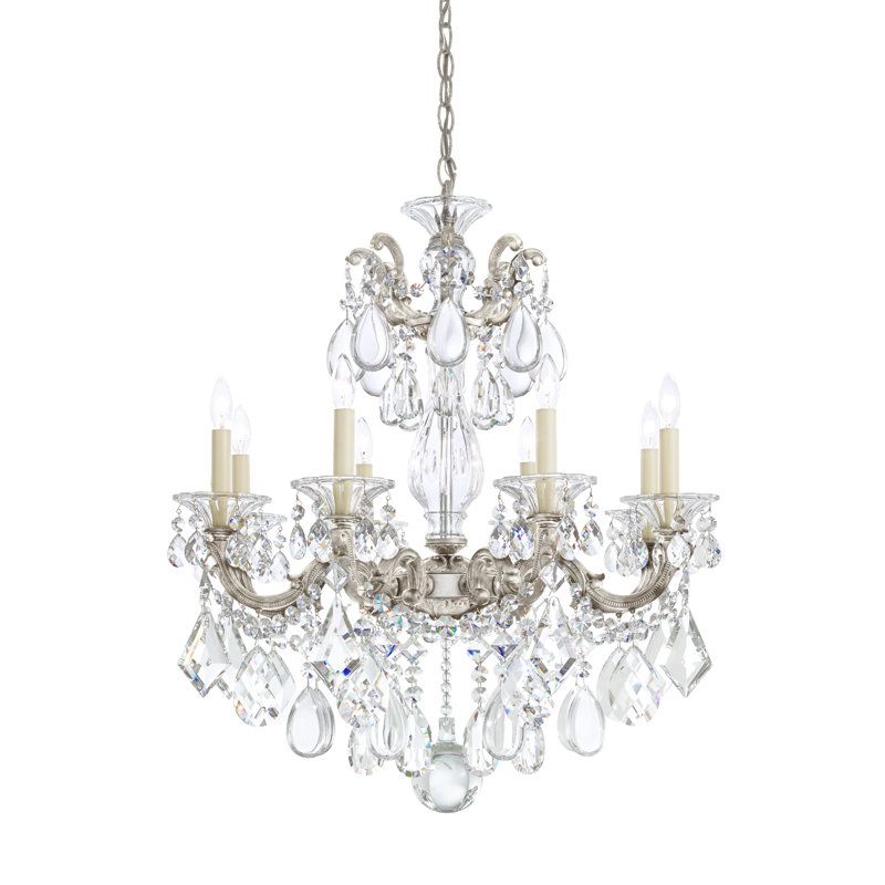La Scala 8 - Light Glass Chandelier, Etruscan Gold, Handcut Clear