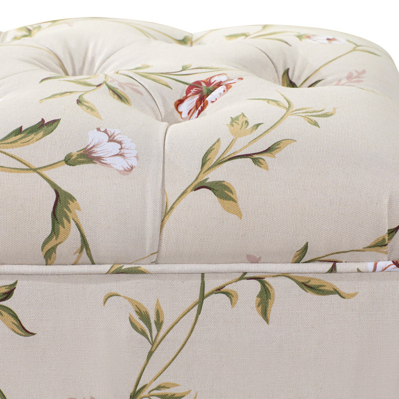 Repose-pieds Cauley, Ivory Floral 100% Linen