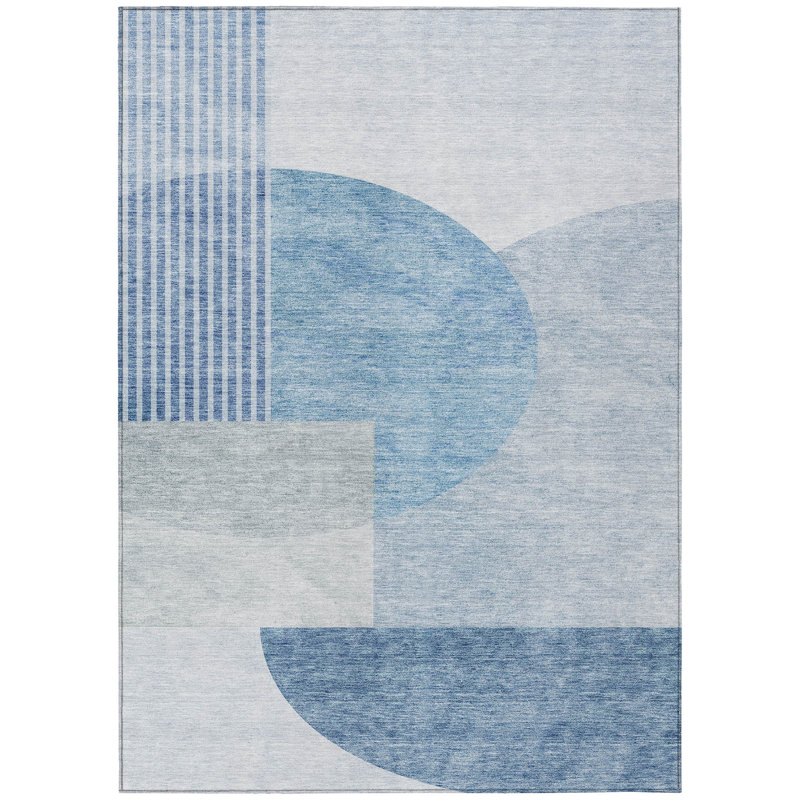 Washable Geometric Indoor / Outdoor Rug, Rectangle 5' x 7'6"